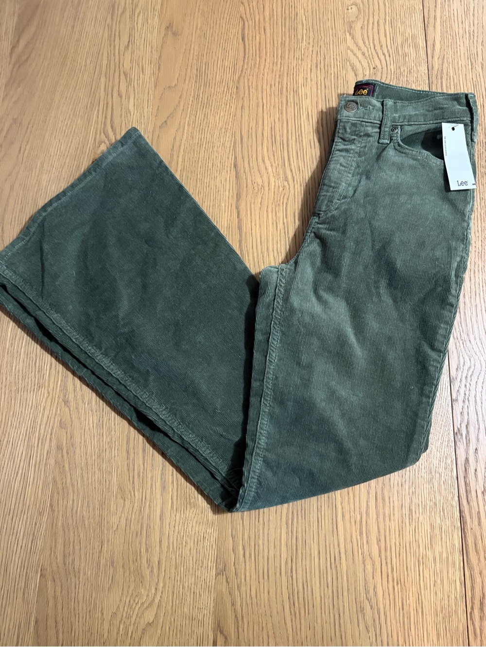 Lee Women's Olive Green Wide Leg Corduroy Jeans